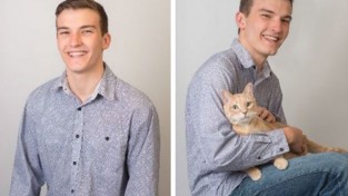 고양이와 사진 찍은 남성은 '매력 떨어져'